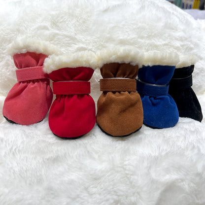 4PCS Plush Lined Dog Snow Boots-Warm, Secure & Winter-Ready Protection for Your Pet