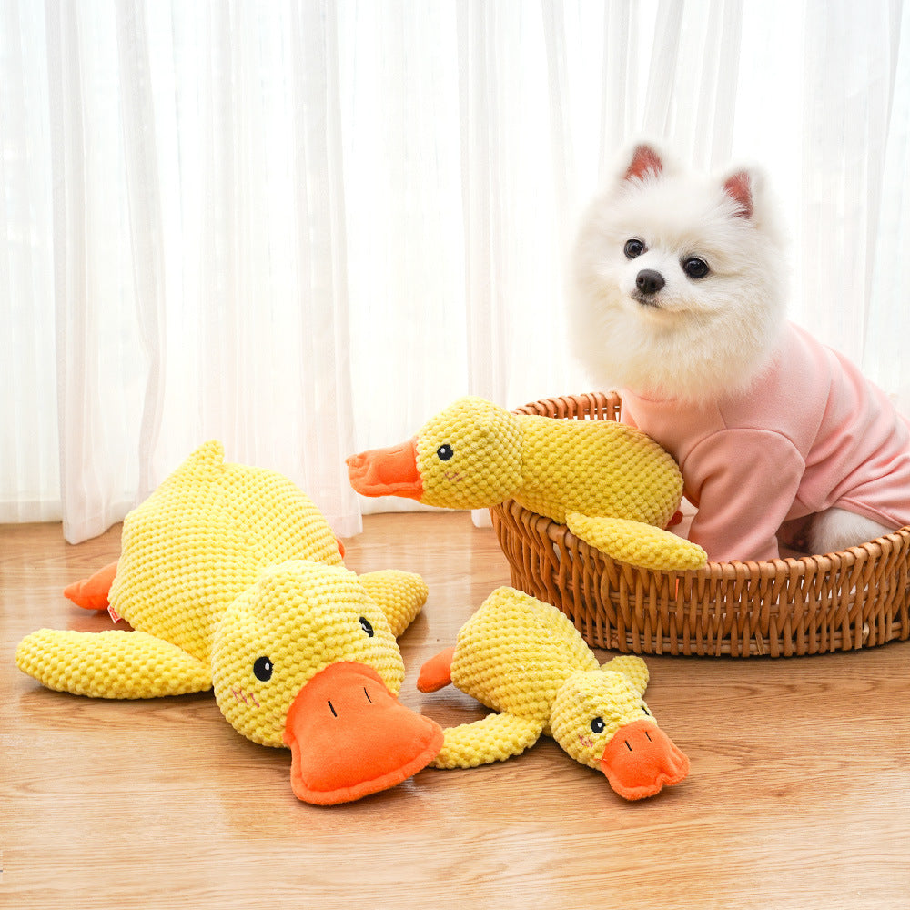 Quacking Duck Dog Toy - Upgraded Calming Soft Plush Stuffed Toy for Anxiety Relief