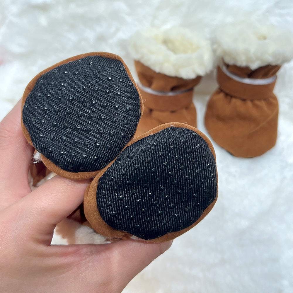 4PCS Plush Lined Dog Snow Boots-Warm, Secure & Winter-Ready Protection for Your Pet