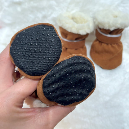 4PCS Plush Lined Dog Snow Boots-Warm, Secure & Winter-Ready Protection for Your Pet
