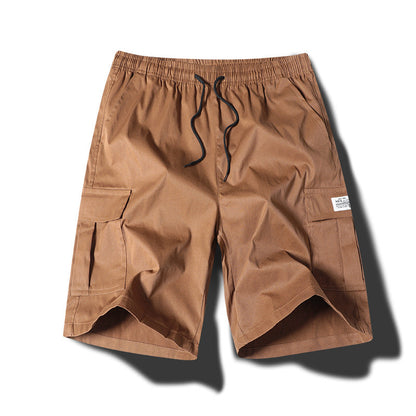 Men's Elastic Waist Cargo Shorts - Casual Summer Drawstring Work Hiking Outdoor Shorts with Multi-Pocket