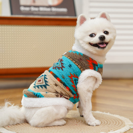 Fair Isle Style Pet Clothes - Warm Fleece Outfit for Cats & Dogs