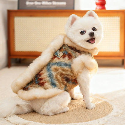 Winter Warm Pet Fair Isle Fleece Cardigan Vest - Dog Coat for Bichon/Teddy