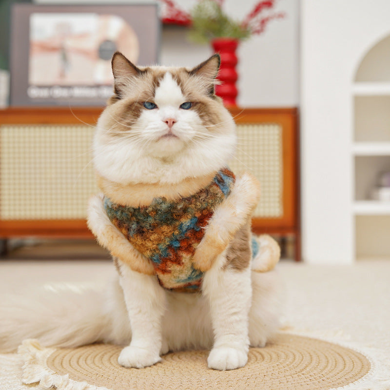 Winter Warm Pet Fair Isle Fleece Cardigan Vest - Dog Coat for Bichon/Teddy