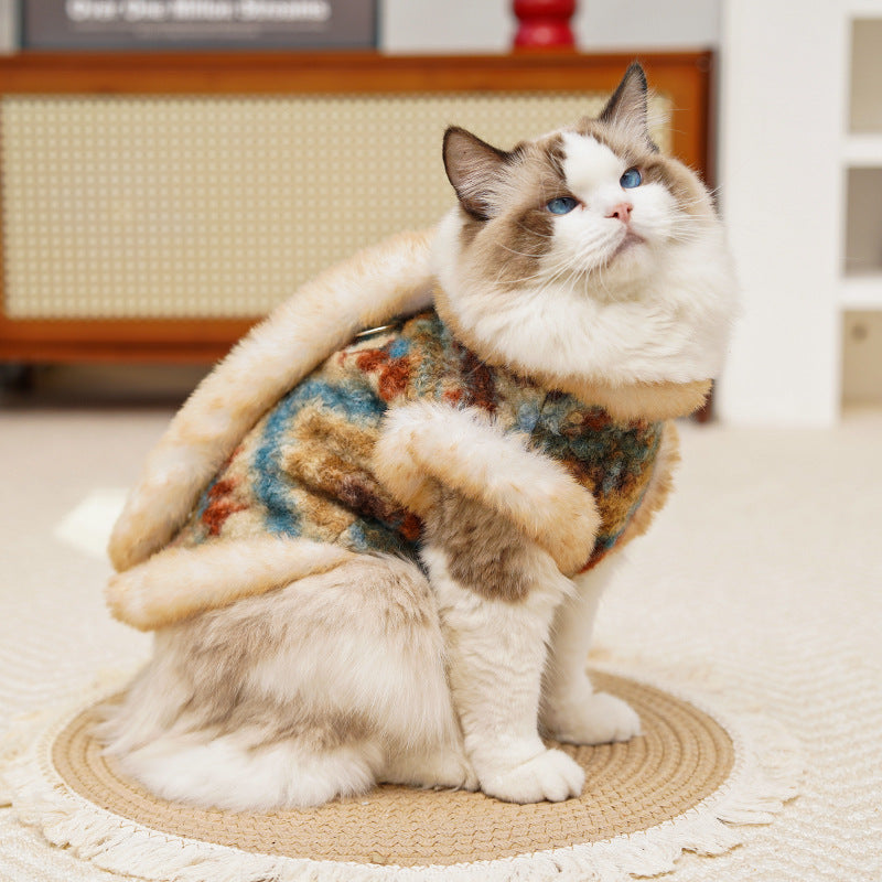 Winter Warm Pet Fair Isle Fleece Cardigan Vest - Dog Coat for Bichon/Teddy