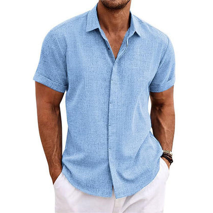 Men's Linen Short Sleeve Button Down Casual Shirt