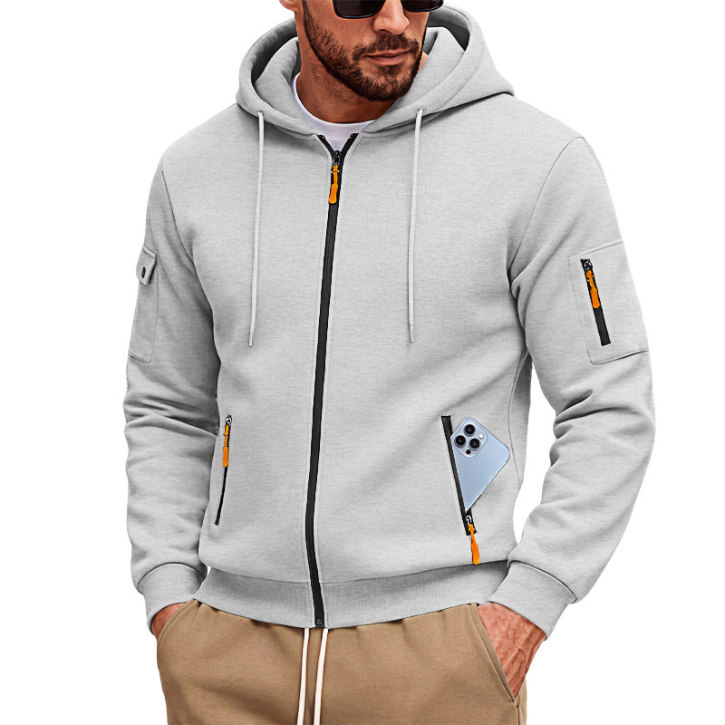 Men's Brushed Fleece Full-Zip Hoodie — Midweight Soft Layer with Zip Pockets