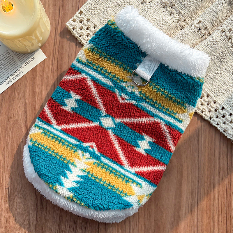 Fair Isle Style Pet Clothes - Warm Fleece Outfit for Cats & Dogs