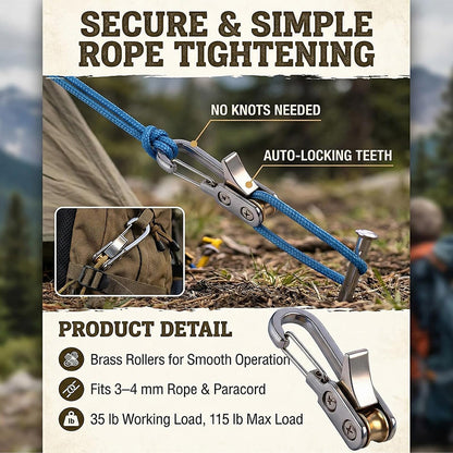 Self-Locking Camping Rope Tensioner Hook