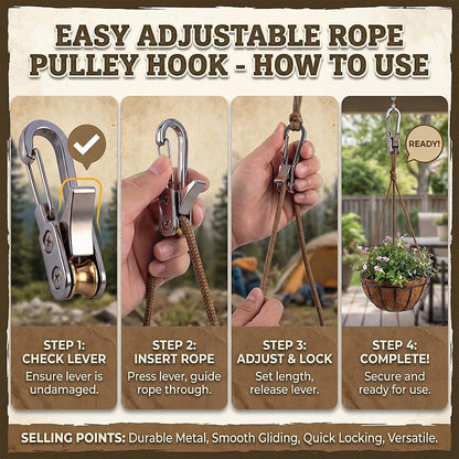 Self-Locking Camping Rope Tensioner Hook
