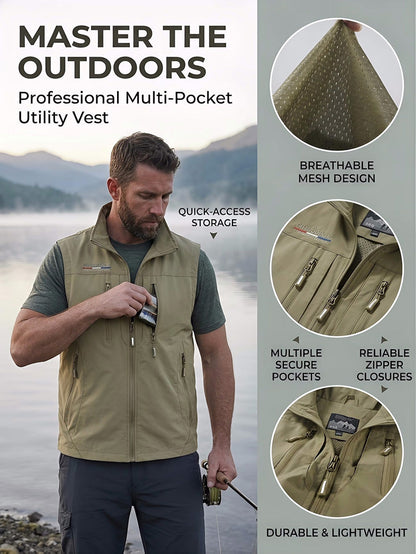 Men’s Lightweight Utility Vest with Secure Zip Pockets