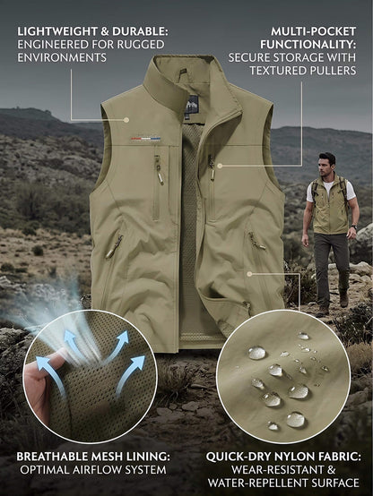 Men’s Lightweight Utility Vest with Secure Zip Pockets