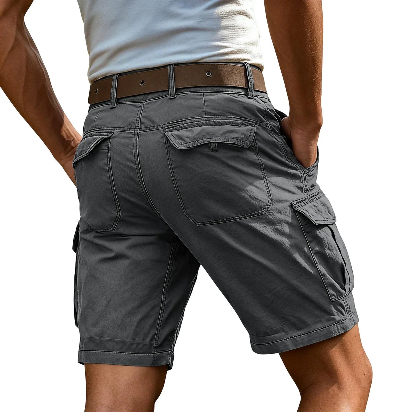 Men's Fashion High Waisted Workwear Shorts Summer Casual Sport Multi-Pocket