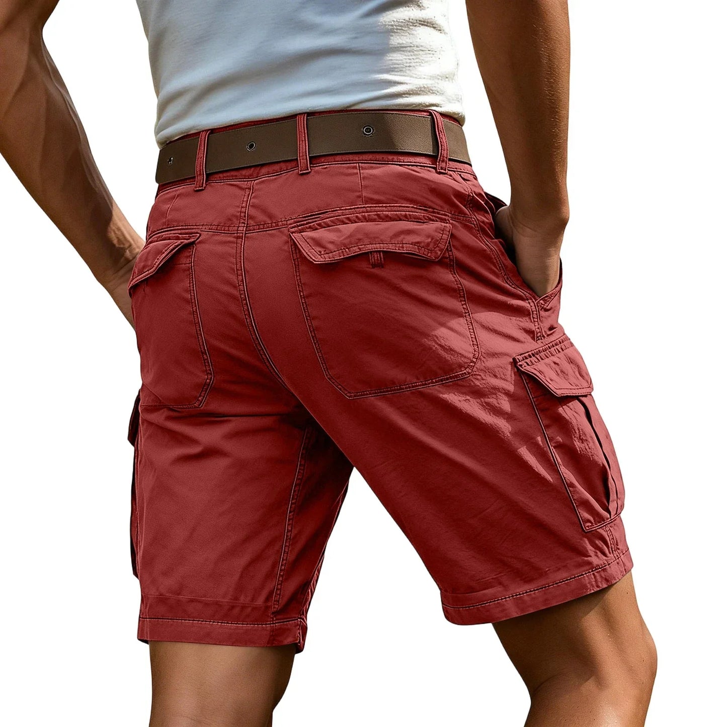 Men's Fashion High Waisted Workwear Shorts Summer Casual Sport Multi-Pocket
