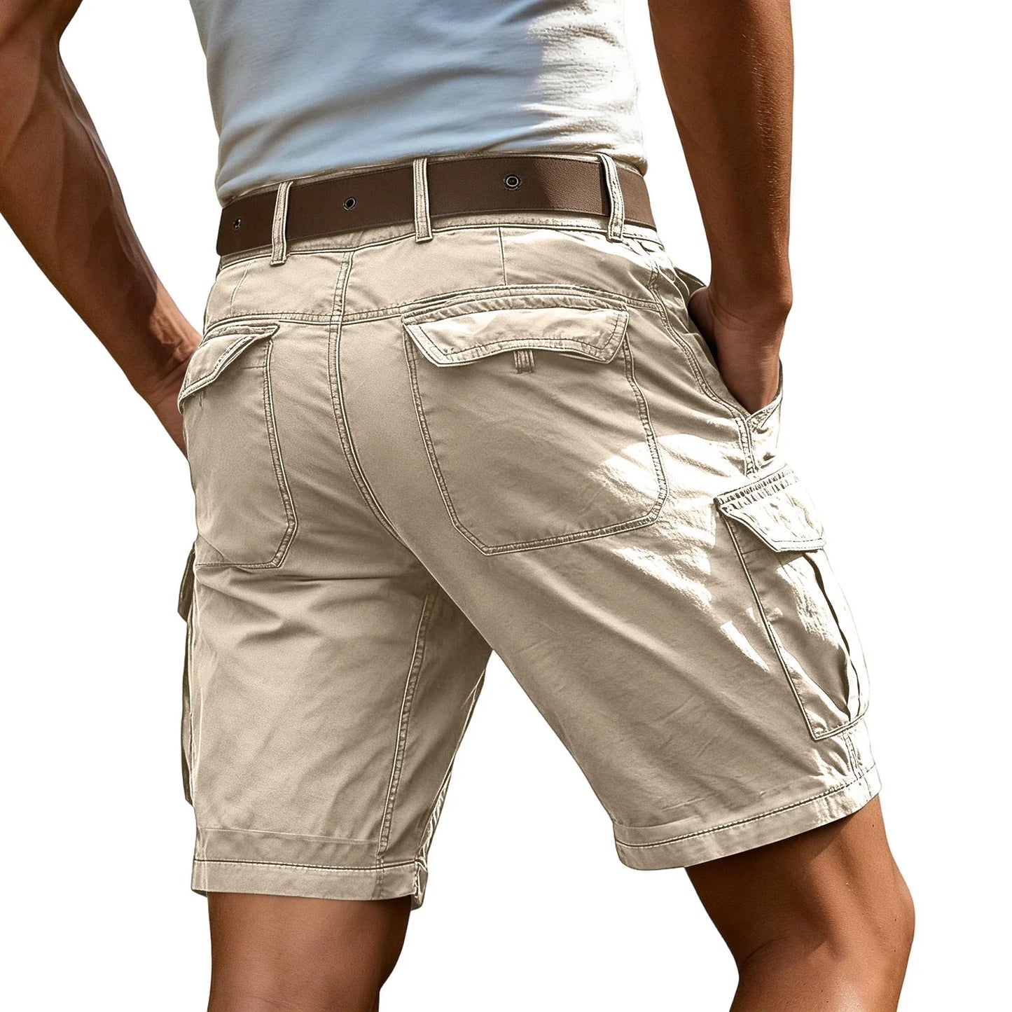 Men's Fashion High Waisted Workwear Shorts Summer Casual Sport Multi-Pocket