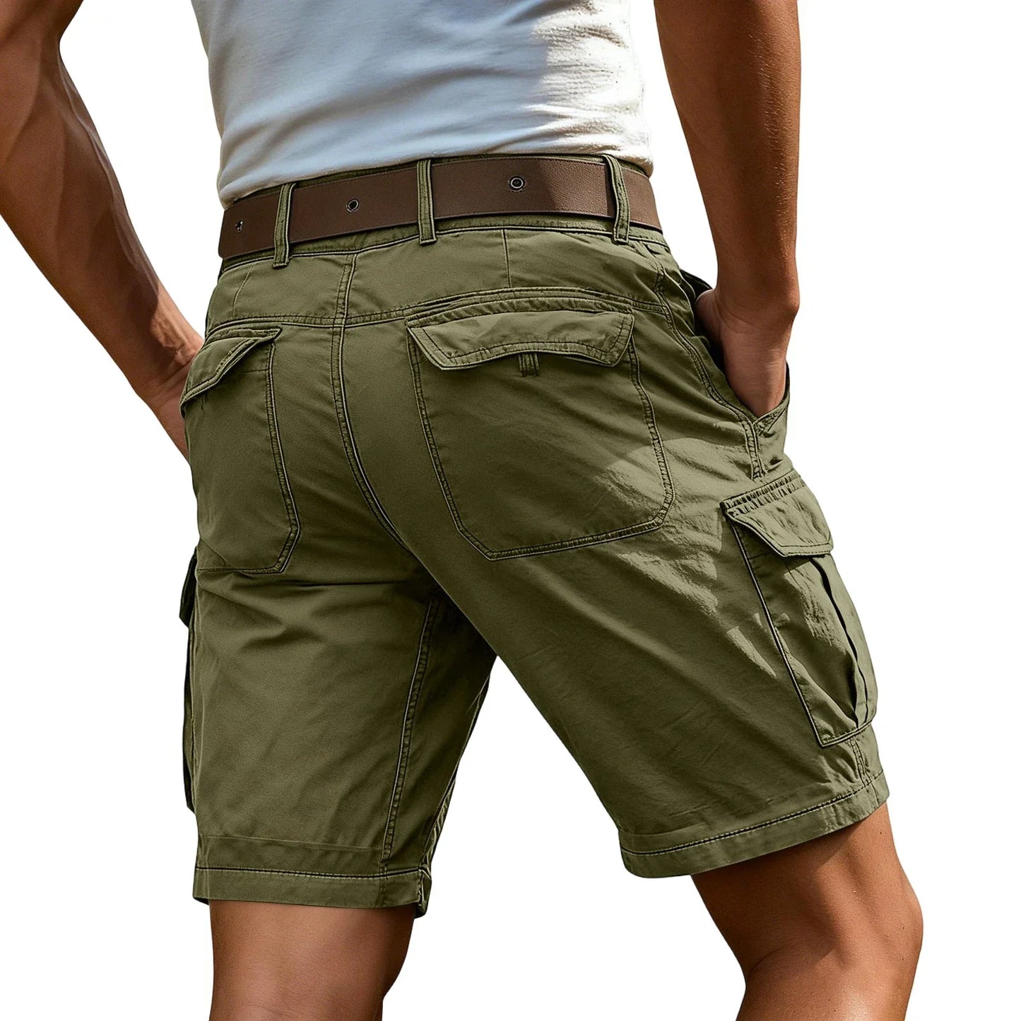 Men's Fashion High Waisted Workwear Shorts Summer Casual Sport Multi-Pocket