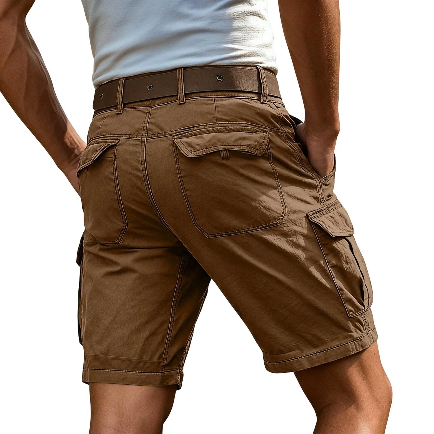 Men's Fashion High Waisted Workwear Shorts Summer Casual Sport Multi-Pocket