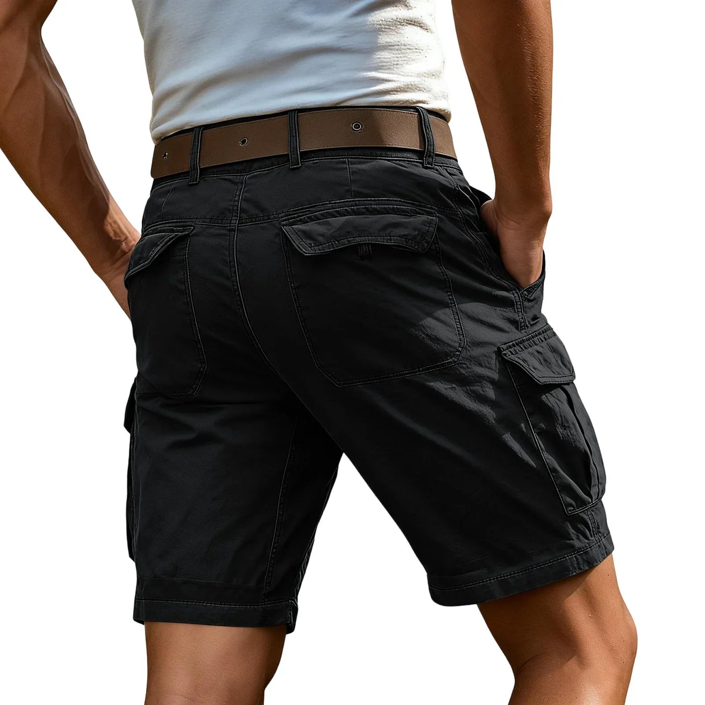 Men's Fashion High Waisted Workwear Shorts Summer Casual Sport Multi-Pocket