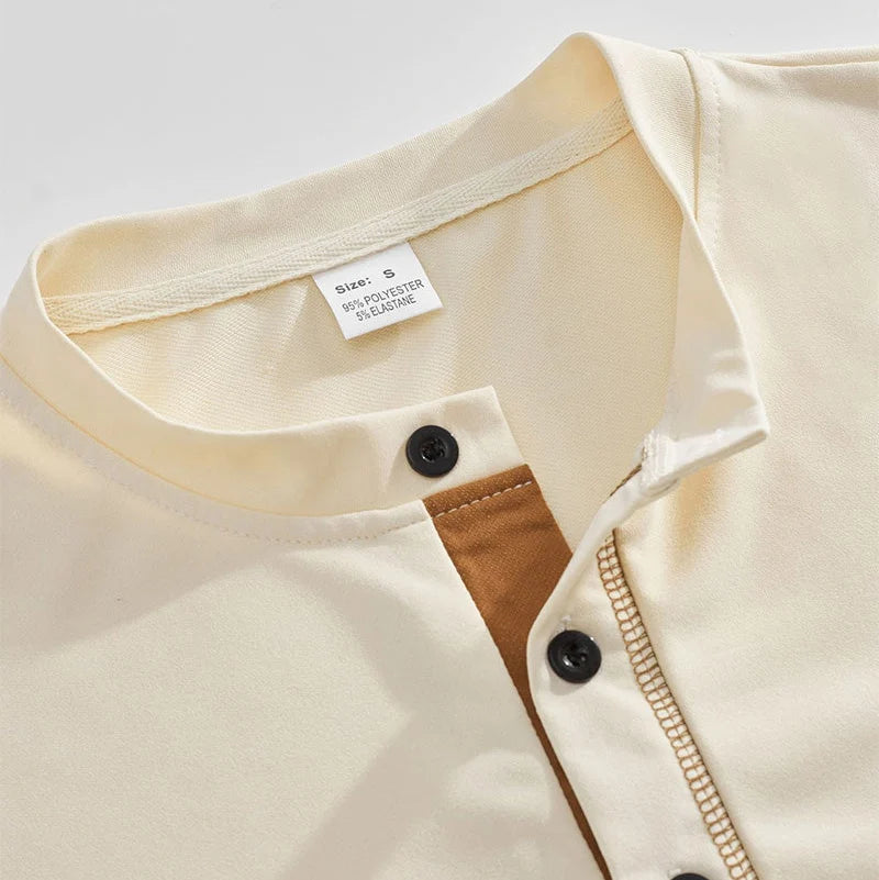 Men's Short Sleeve Henley Shirt, Quick Dry Casual Slim Fit Tee with Contrast Trim