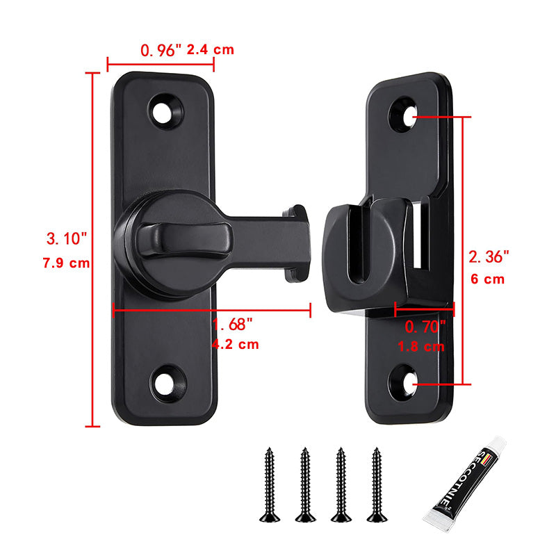 90/180 Degree Flip Barn Door Lock-Heavy-Duty Privacy & Security Latch for Doors, Cabinets & Gates