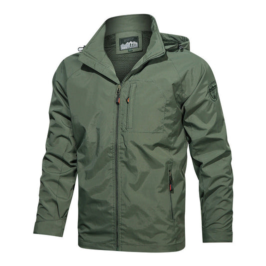 Men's Lightweight Water-Resistant Windbreaker Jacket with Detachable Hood-Free Shipping