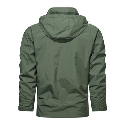 Men's Lightweight Water-Resistant Windbreaker Jacket with Detachable Hood