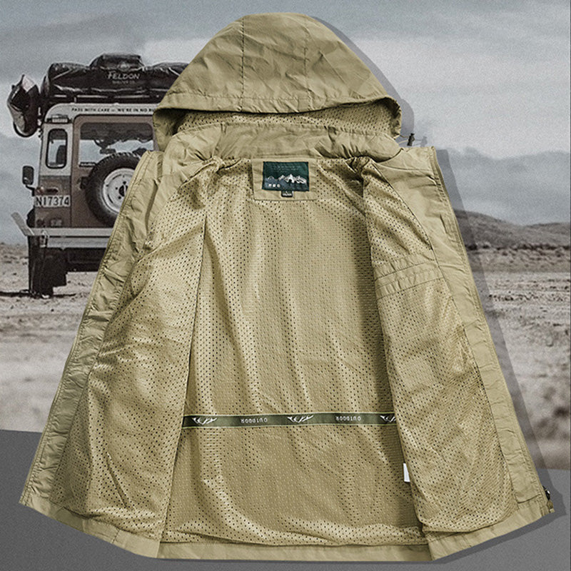 Men's Lightweight Water-Resistant Windbreaker Jacket with Detachable Hood-Free Shipping