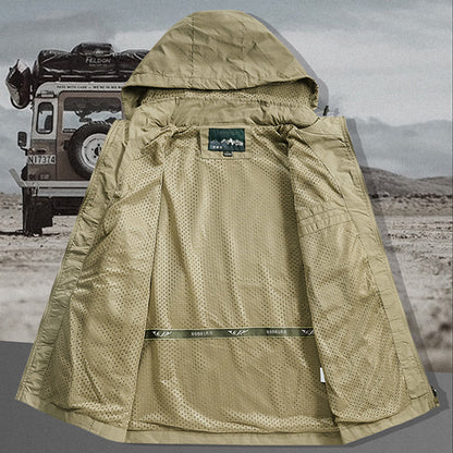Men's Lightweight Water-Resistant Windbreaker Jacket with Detachable Hood-Free Shipping