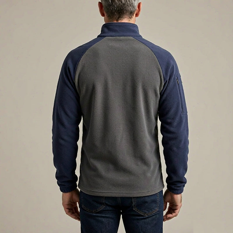 Men's Quarter-Zip Fleece Pullover with Sleeve Pocket