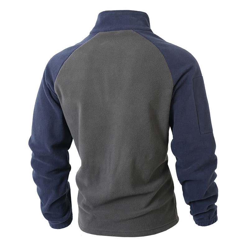 Men's Quarter-Zip Fleece Pullover with Sleeve Pocket