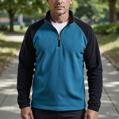 Men's Quarter-Zip Fleece Pullover with Sleeve Pocket