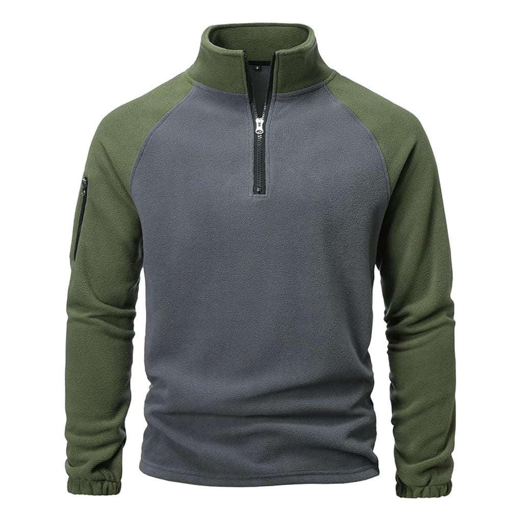 Men's Quarter-Zip Fleece Pullover with Sleeve Pocket