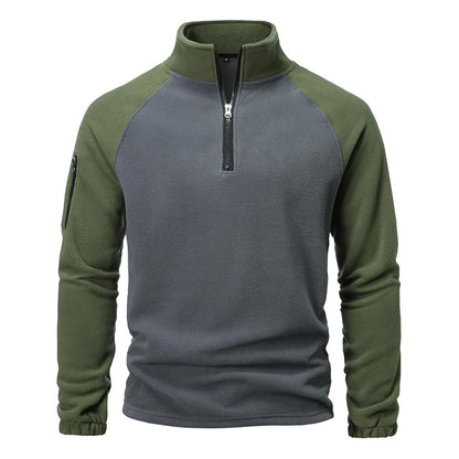 Men's Quarter-Zip Fleece Pullover with Sleeve Pocket