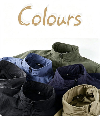 Men’s Lightweight Stand Collar Jacket – Casual Zip Outerwear