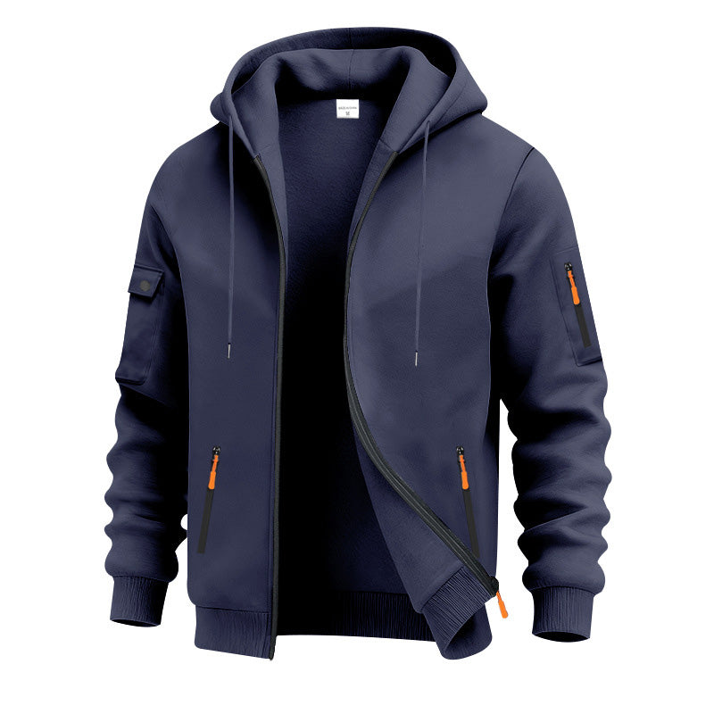 Men's Brushed Fleece Full-Zip Hoodie — Midweight Soft Layer with Zip Pockets