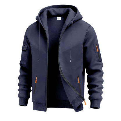 Men's Brushed Fleece Full-Zip Hoodie — Midweight Soft Layer with Zip Pockets