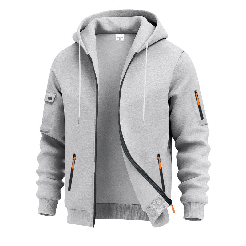 Men's Brushed Fleece Full-Zip Hoodie — Midweight Soft Layer with Zip Pockets