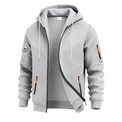 Men's Brushed Fleece Full-Zip Hoodie — Midweight Soft Layer with Zip Pockets