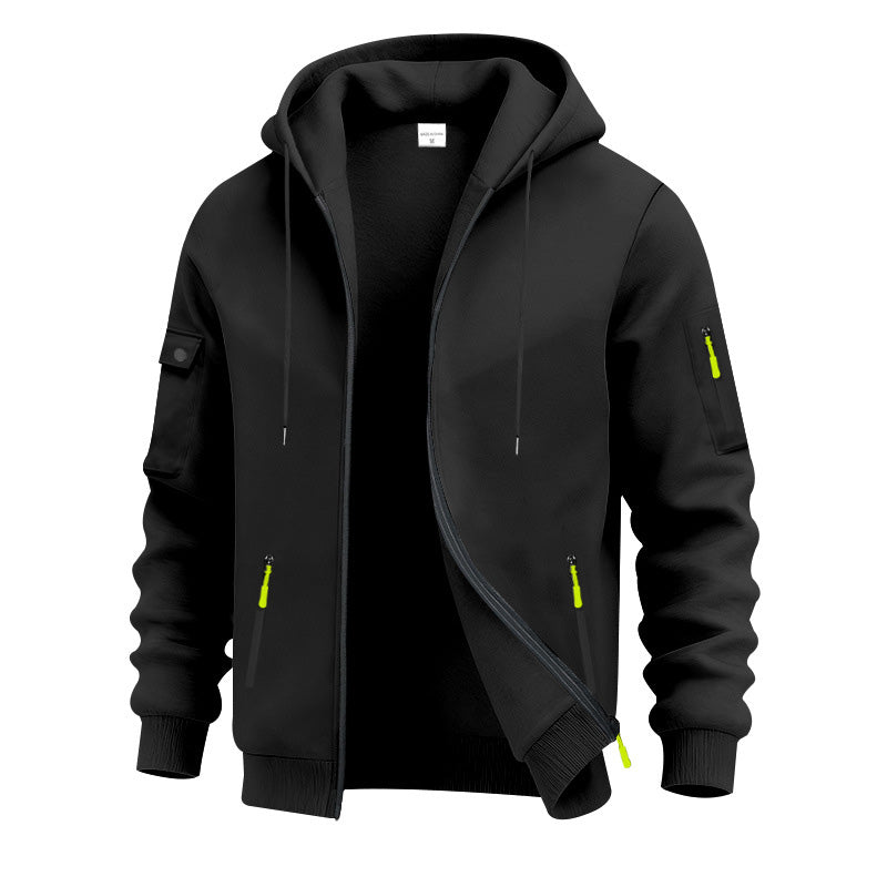 Men's Brushed Fleece Full-Zip Hoodie — Midweight Soft Layer with Zip Pockets