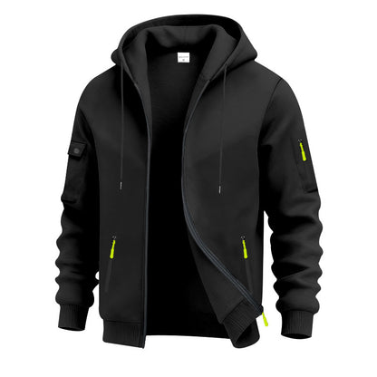 Men's Brushed Fleece Full-Zip Hoodie — Midweight Soft Layer with Zip Pockets