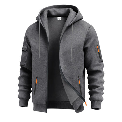 Men's Brushed Fleece Full-Zip Hoodie — Midweight Soft Layer with Zip Pockets