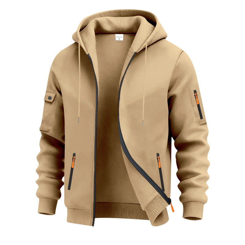 Men's Brushed Fleece Full-Zip Hoodie — Midweight Soft Layer with Zip Pockets