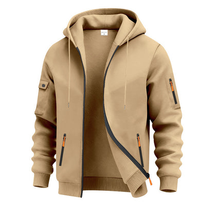 Men's Brushed Fleece Full-Zip Hoodie — Midweight Soft Layer with Zip Pockets