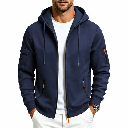 Men's Brushed Fleece Full-Zip Hoodie — Midweight Soft Layer with Zip Pockets