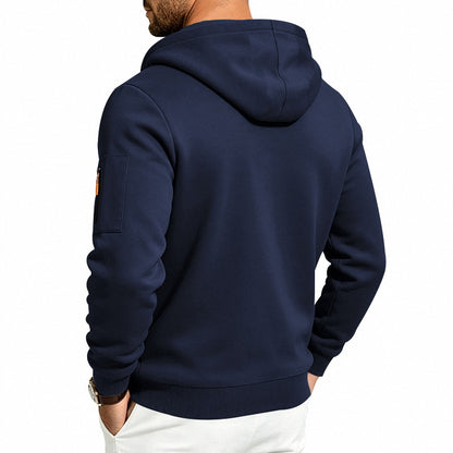 Men's Brushed Fleece Full-Zip Hoodie — Midweight Soft Layer with Zip Pockets