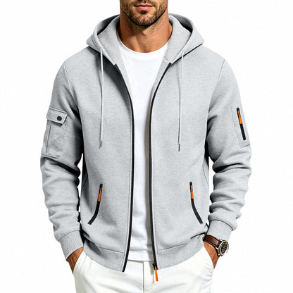 Men's Brushed Fleece Full-Zip Hoodie — Midweight Soft Layer with Zip Pockets
