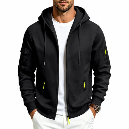 Men's Brushed Fleece Full-Zip Hoodie — Midweight Soft Layer with Zip Pockets