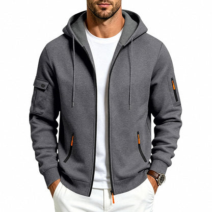 Men's Brushed Fleece Full-Zip Hoodie — Midweight Soft Layer with Zip Pockets