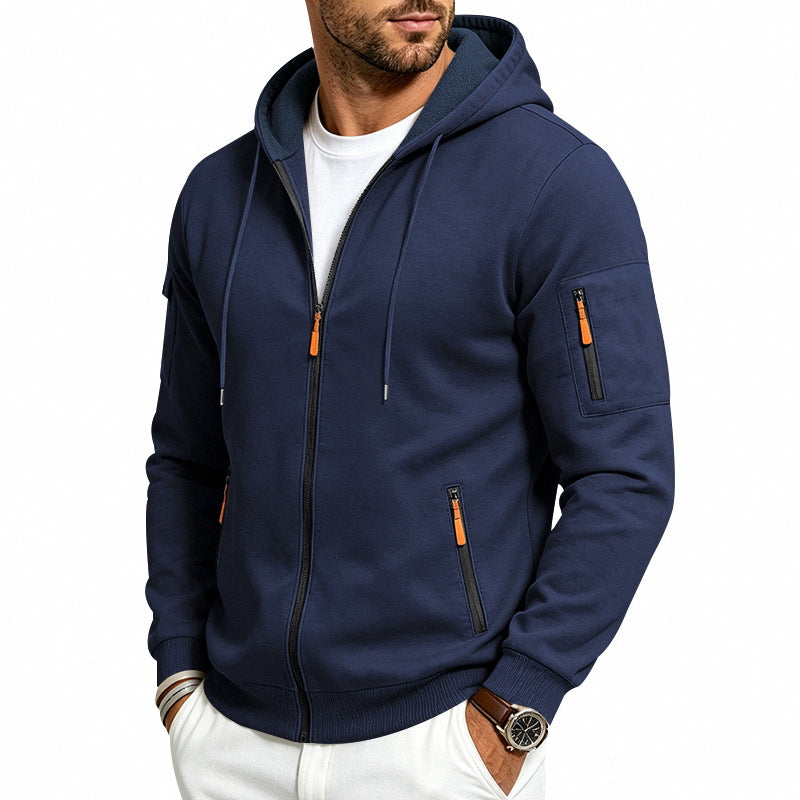 Men's Brushed Fleece Full-Zip Hoodie — Midweight Soft Layer with Zip Pockets