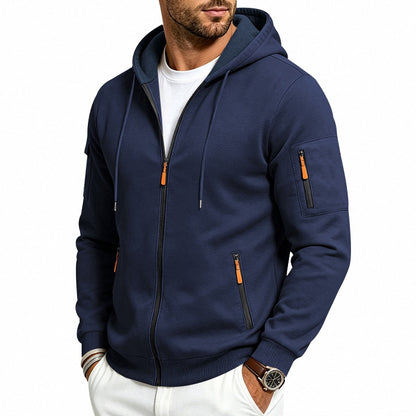 Men's Brushed Fleece Full-Zip Hoodie — Midweight Soft Layer with Zip Pockets